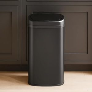 Bayt Automatischer Mülleimer 60L mit Sensor – geruchsdicht & berührungslos, Edelstahl Schwarz für Küche & Haushalt