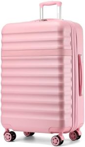 KONO XL Hartschalen Trolley mit 4 Rollen und TSA Schloss – Rosa Koffer für nachhaltiges Reisen