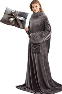 Gemütliche Kuscheldecke mit Ärmeln von – ideales Weihnachtsgeschenk für Frauen, perfekt fürs Sofa, 150x200 cm (Dunkelgr