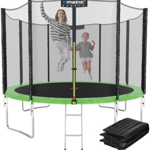 KINETIC SPORTS Trampolin Outdoor 'Salto Plus' Ø 183-490 cm - Komplett-Set für sichere Kinder-Sprünge bis 160kg!